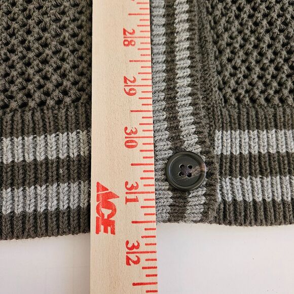 American Eagle Long Cardigan Womens Medium Green V-neck Crochet Knit AEO - Picture 7 of 9